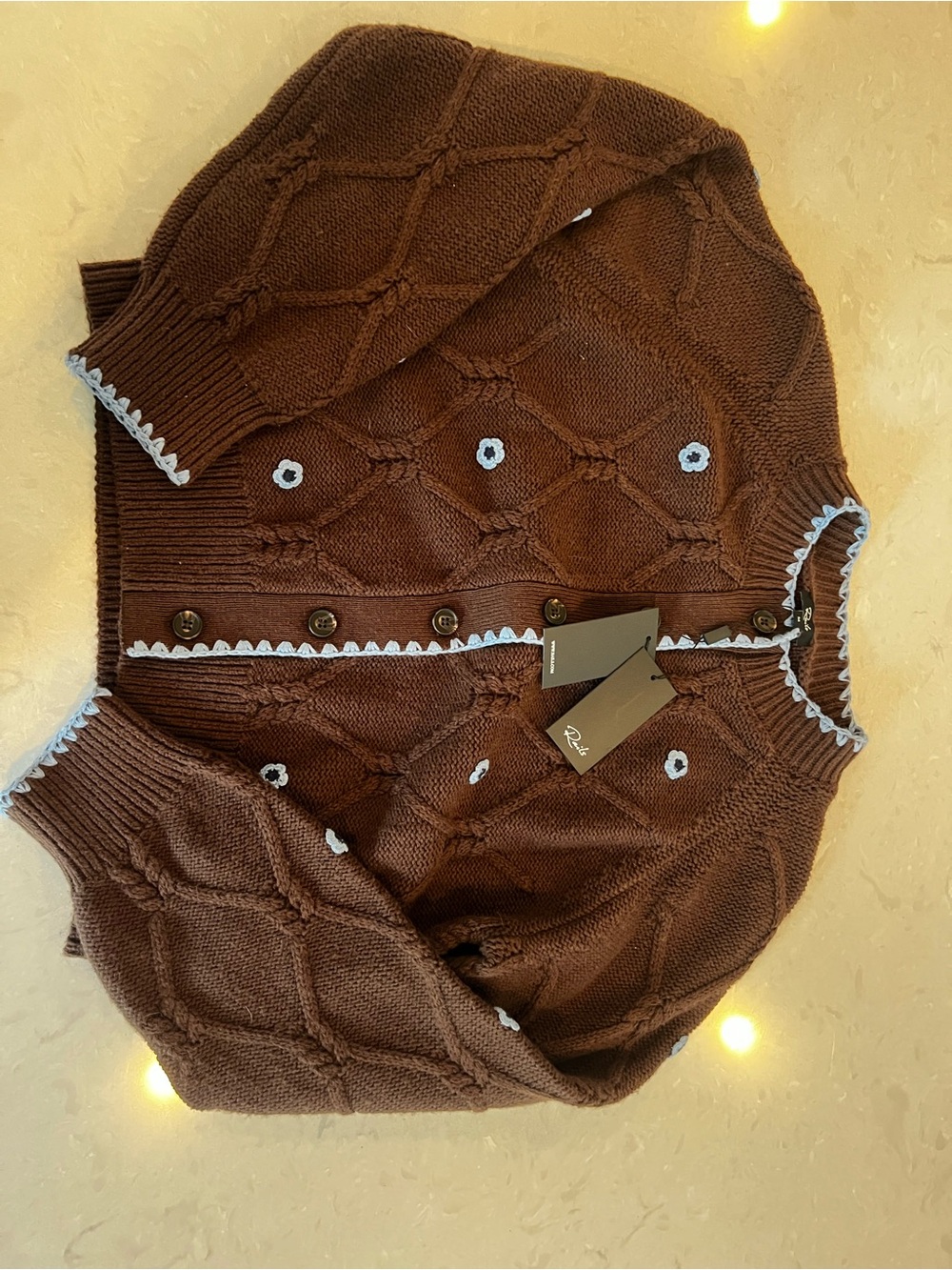 Rails Laurie Daisy Walnut Brown Embroidered Cardigan Size Medium NWT